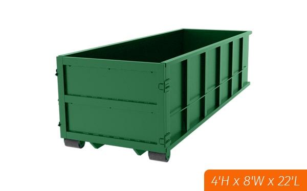 twenty-yard dumpsters are commonly used for construction projects